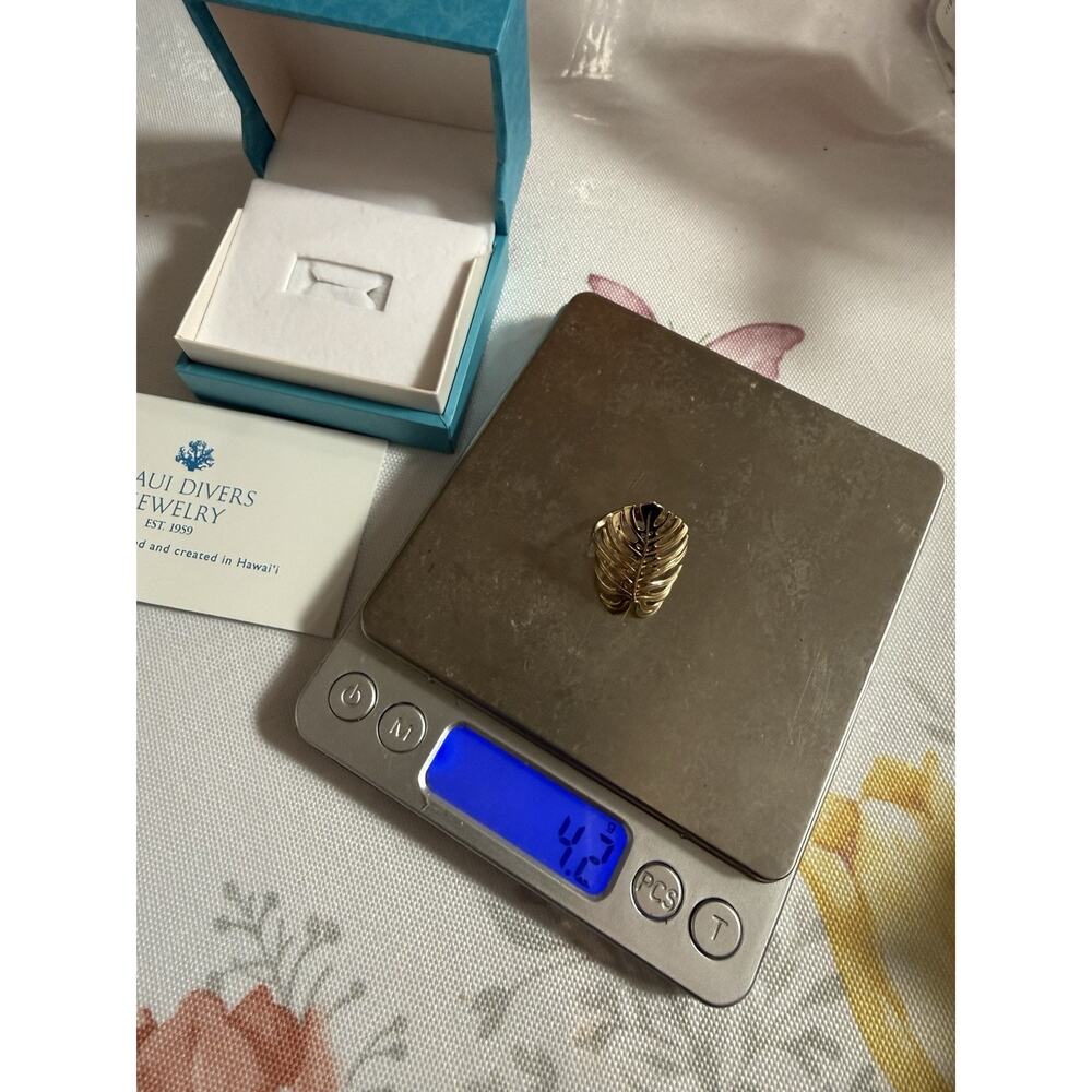Maui Divers 14KT Yellow Gold Hawaiian Monstera Ring Made in Hawaii Size 8 - Picture 10 of 14